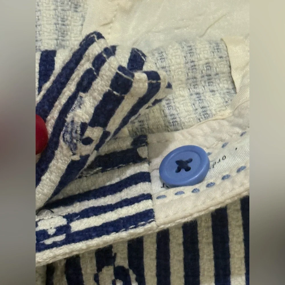 Anthropologie. Essential Slim Trouser. Blue & White Striped Floral. Size 8.
